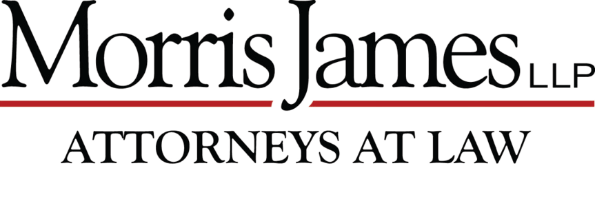 Morris James Attorneys at Law logo with red line